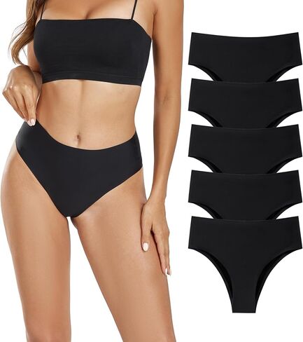Seamless Womens Underwear No Show Bikini Panties Mid Rise Hi Cut Invisible Hipster Packs in Saudi Arabia