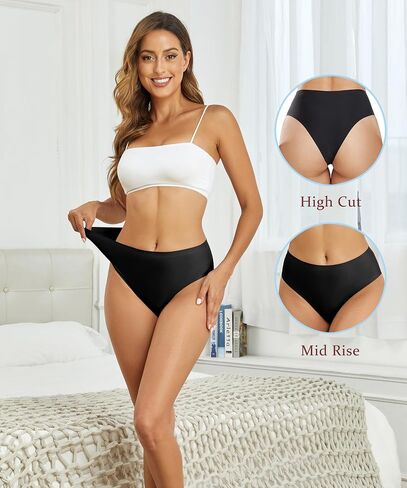 Seamless Womens Underwear No Show Bikini Panties Mid Rise Hi Cut Invisible Hipster Packs in Saudi Arabia