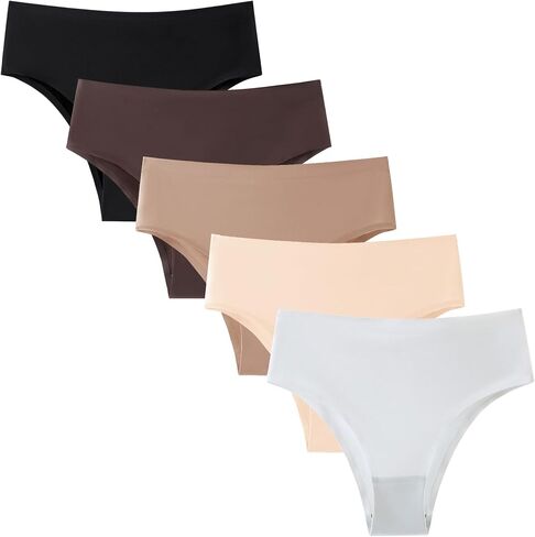 Seamless Womens Underwear No Show Bikini Panties Mid Rise Hi Cut Invisible Hipster Packs in Saudi Arabia