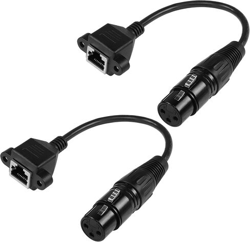 YACSEJAO 2 قطعة 3 دبوس XLR إلى RJ45 محول 15 سم RJ45 إلى XLR DMX كابل 15 سم XLR 3pin إلى RJ45 كابل محول للمرحلة واستوديو التسجيل (RJ45 إلى XLR أنثى) in Saudi Arabia