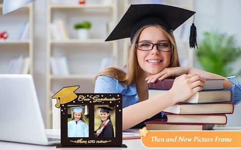 Then and Now Graduation Frames - Graduation Picture Frame 2024 Wood Two 4x6 Frame Openings Graduation Gift for Kids Daughter Son in Saudi Arabia