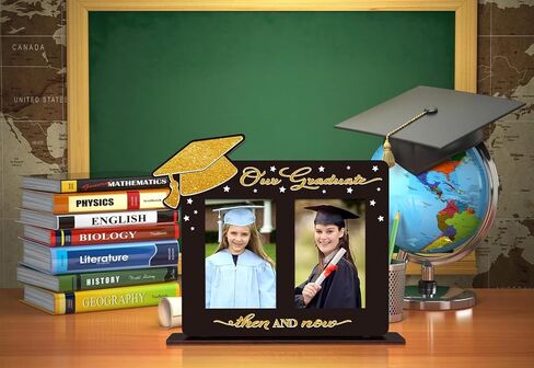 Then and Now Graduation Frames - Graduation Picture Frame 2024 Wood Two 4x6 Frame Openings Graduation Gift for Kids Daughter Son in Saudi Arabia