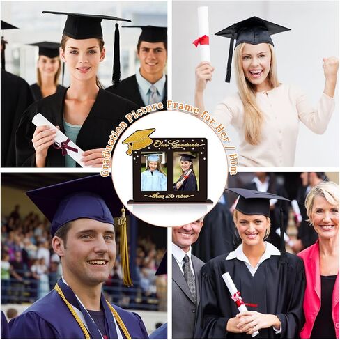 Then and Now Graduation Frames - Graduation Picture Frame 2024 Wood Two 4x6 Frame Openings Graduation Gift for Kids Daughter Son in Saudi Arabia