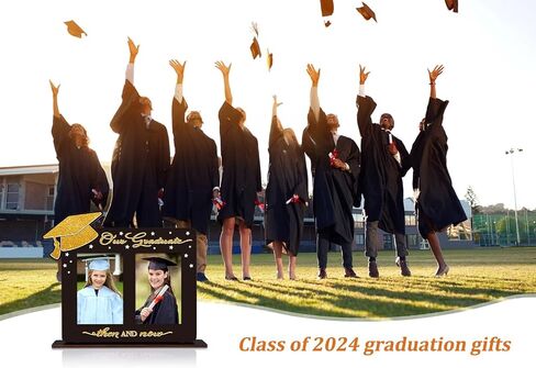 Then and Now Graduation Frames - Graduation Picture Frame 2024 Wood Two 4x6 Frame Openings Graduation Gift for Kids Daughter Son in Saudi Arabia