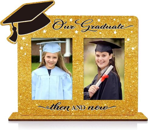 Then and Now Graduation Frames - Graduation Picture Frame 2024 Wood Two 4x6 Frame Openings Graduation Gift for Kids Daughter Son in Saudi Arabia