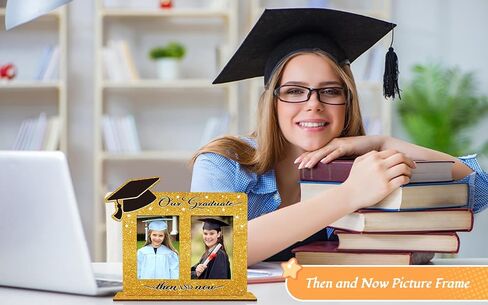 Then and Now Graduation Frames - Graduation Picture Frame 2024 Wood Two 4x6 Frame Openings Graduation Gift for Kids Daughter Son in Saudi Arabia
