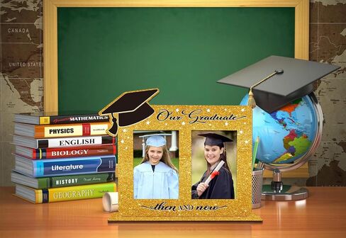 Then and Now Graduation Frames - Graduation Picture Frame 2024 Wood Two 4x6 Frame Openings Graduation Gift for Kids Daughter Son in Saudi Arabia