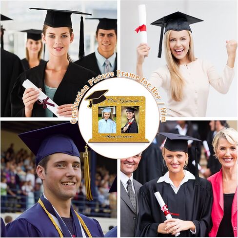 Then and Now Graduation Frames - Graduation Picture Frame 2024 Wood Two 4x6 Frame Openings Graduation Gift for Kids Daughter Son in Saudi Arabia