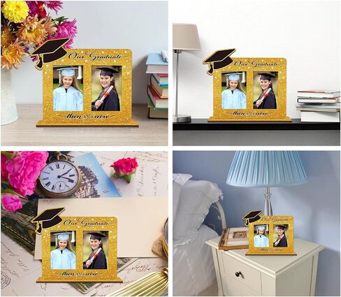 Then and Now Graduation Frames - Graduation Picture Frame 2024 Wood Two 4x6 Frame Openings Graduation Gift for Kids Daughter Son in Saudi Arabia