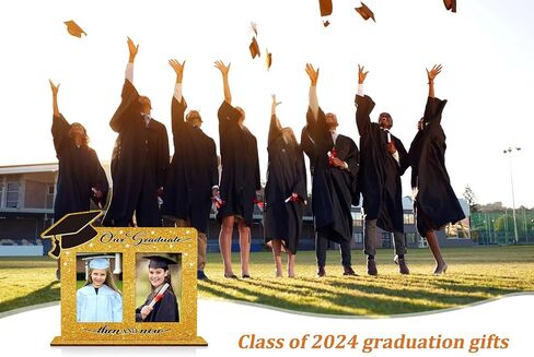 Then and Now Graduation Frames - Graduation Picture Frame 2024 Wood Two 4x6 Frame Openings Graduation Gift for Kids Daughter Son in Saudi Arabia