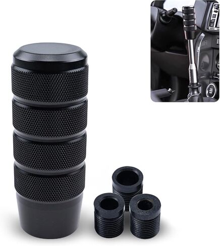 UGSHY 1 PC Car Gear Stick Shift Knob, 1.41" x 3.7" Knurled Stripe Anti-Slip Easy Grip Alloy Gear Shift Lever with 3 Thread Adapters M8 M10 M12, Universal Manual Automatic Transmission Vehicle (Black) in Saudi Arabia