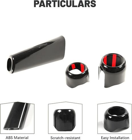 غطاء فرامل اليد Wrangler JL أسود، غطاء مقبض ناقل الحركة لسيارة Jeep Wrangler JL JLU Gladiator JT 2018-2024 ملحقات داخلية سوداء 3 قطع in Kuwait