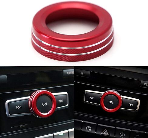 Xotic Tech Blue Alloy Aluminum Stereo Volume Audio Control Knob Switch Button Decoration Ring Cover Trim Compatible with Mercedes A B C E CLA GLA GLK ML GL Class in Saudi Arabia