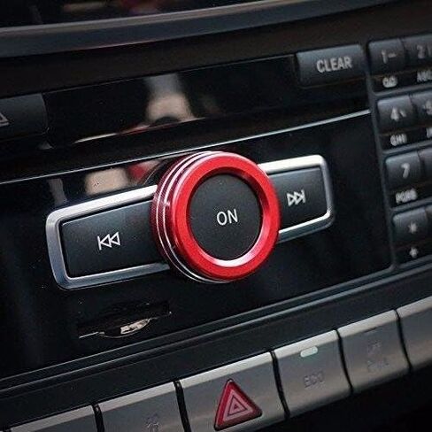 Xotic Tech Blue Alloy Aluminum Stereo Volume Audio Control Knob Switch Button Decoration Ring Cover Trim Compatible with Mercedes A B C E CLA GLA GLK ML GL Class in Saudi Arabia