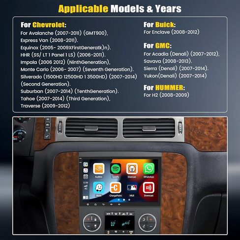 ستيريو سيارة Android 13 لسيارة جي إم سي سييرا يوكون شيفروليه بويك تشيفي سيلفرادو مع Apple CarPlay اللاسلكي Android Auto، راديو سيارة بشاشة لمس 8 بوصة مع نظام تحديد المواقع العالمي، واي فاي، بلوتوث FM/RDS، HiFi + كاميرا احتياطية in Saudi Arabia