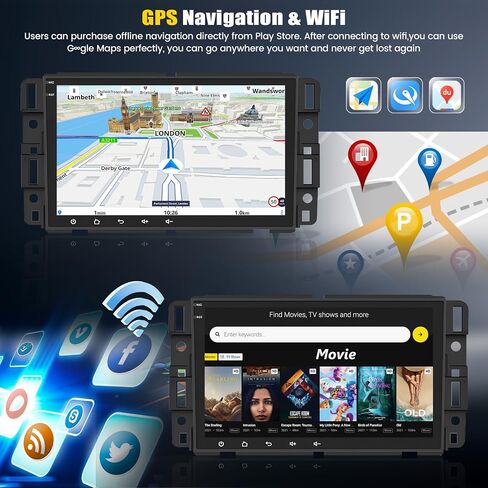 ستيريو سيارة Android 13 لسيارة جي إم سي سييرا يوكون شيفروليه بويك تشيفي سيلفرادو مع Apple CarPlay اللاسلكي Android Auto، راديو سيارة بشاشة لمس 8 بوصة مع نظام تحديد المواقع العالمي، واي فاي، بلوتوث FM/RDS، HiFi + كاميرا احتياطية in Saudi Arabia
