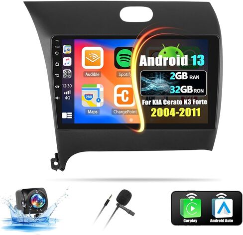 راديو CAMECHO لسيارة KIA Cerato K3 Forte 2013-2018، ستيريو سيارة Android 13 مع Carplay لاسلكي وAndroid Auto، 2+32G 9 بوصة راديو سيارة بشاشة تعمل باللمس مع بلوتوث، FM/RDS، DSP، GPS، WiFi، كاميرا احتياطية in Saudi Arabia