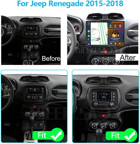 راديو ستيريو للسيارة لسيارة Jeep Renegade 2015-2018 استبدال ترقية الراديو 13.1 بوصة تعمل باللمس Android 13 راديو لاسلكي Apple CarPlay & Android Auto Stereo GPS Navigation Multimedia Player Head Unit in Kuwait