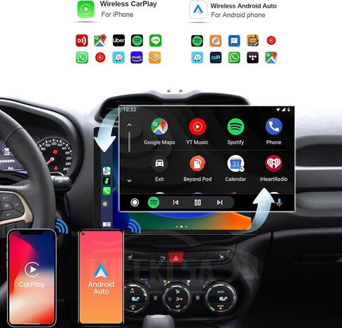 راديو ستيريو للسيارة لسيارة Jeep Renegade 2015-2018 استبدال ترقية الراديو 13.1 بوصة تعمل باللمس Android 13 راديو لاسلكي Apple CarPlay & Android Auto Stereo GPS Navigation Multimedia Player Head Unit in Kuwait