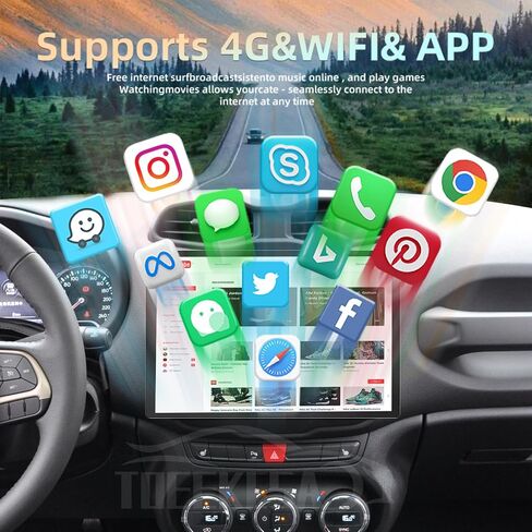 راديو ستيريو للسيارة لسيارة Jeep Renegade 2015-2018 استبدال ترقية الراديو 13.1 بوصة تعمل باللمس Android 13 راديو لاسلكي Apple CarPlay & Android Auto Stereo GPS Navigation Multimedia Player Head Unit in Kuwait