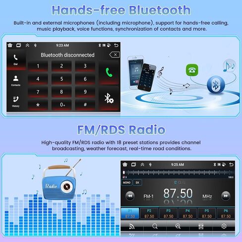 ترقية راديو Roinvou 8 Cores 4+64G Android لـ Hyundai Tucson 2015-2018 (LHD)، شاشة لمس عالية الدقة مقاس 9 بوصات مع CarPlay اللاسلكي Android Auto GPS Navigation WiFi Backup Camera Mirror Link Bluetooth Mic RDS in Kuwait
