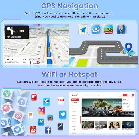 ترقية راديو Roinvou 8 Cores 4+64G Android لـ Hyundai Tucson 2015-2018 (LHD)، شاشة لمس عالية الدقة مقاس 9 بوصات مع CarPlay اللاسلكي Android Auto GPS Navigation WiFi Backup Camera Mirror Link Bluetooth Mic RDS in Kuwait