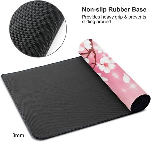 لوحة ماوس ألعاب Pink Cherry Blossoms XL، لوحة ماوس مطاطية كبيرة غير قابلة للانزلاق، وسادة مكتب ذات حواف مخيطة، وسادة ماوس طويلة ممتدة، 31.5 بوصة × 11.8 بوصة in Kuwait