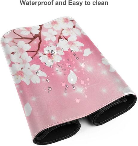 لوحة ماوس ألعاب Pink Cherry Blossoms XL، لوحة ماوس مطاطية كبيرة غير قابلة للانزلاق، وسادة مكتب ذات حواف مخيطة، وسادة ماوس طويلة ممتدة، 31.5 بوصة × 11.8 بوصة in Kuwait