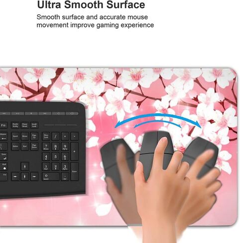 لوحة ماوس ألعاب Pink Cherry Blossoms XL، لوحة ماوس مطاطية كبيرة غير قابلة للانزلاق، وسادة مكتب ذات حواف مخيطة، وسادة ماوس طويلة ممتدة، 31.5 بوصة × 11.8 بوصة in Kuwait