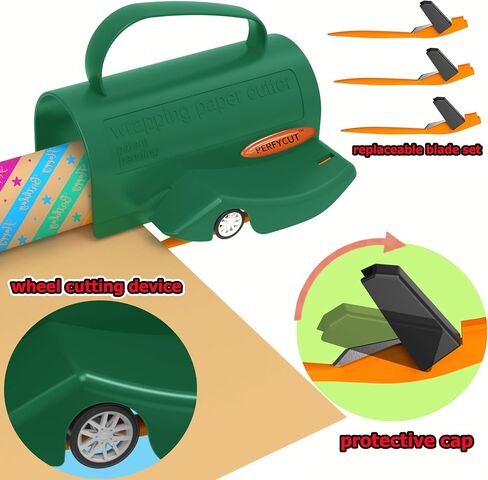 PERFYCUT Wrapping Paper Roll Cutter Tool with 3 pcs Replaceable Blade Kit Gift Wrapping Paper Cutter for Christmas and Birthday Wrapping Paper Gift Wrap Cutter Holder Tube Slicing Trimming. in Saudi Arabia