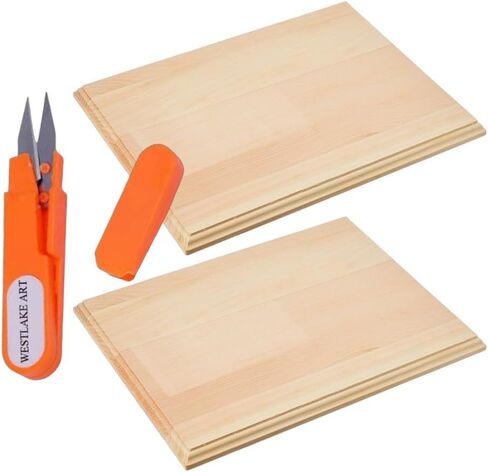 Natural Pine Wood Plaque 14.4 oz, 9x12 Rectangle Wood Plank for Art & Craft, with Bonus Westlake Art Embroidery Scissors, Versatile Use as Cutting Board or Decorative Tray [Pack of 2] in Saudi Arabia