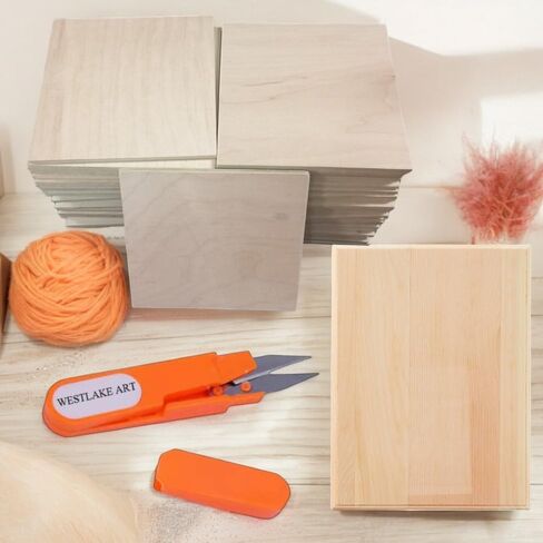 Natural Pine Wood Plaque 14.4 oz, 9x12 Rectangle Wood Plank for Art & Craft, with Bonus Westlake Art Embroidery Scissors, Versatile Use as Cutting Board or Decorative Tray [Pack of 2] in Saudi Arabia