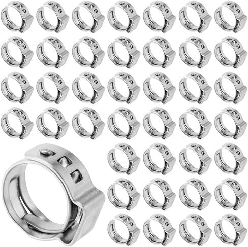 150 PCS 1/2 Inch PEX Crimp Rings, 304 Stainless Steel PEX Fittings Clamps, Poly Pipe Pinch Clamps Single Ear Hose Clamps for PEX Tubing Pipe Fitting Connections in Saudi Arabia