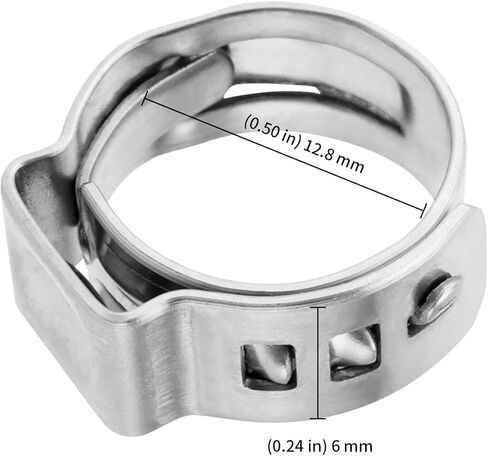 150 PCS 1/2 Inch PEX Crimp Rings, 304 Stainless Steel PEX Fittings Clamps, Poly Pipe Pinch Clamps Single Ear Hose Clamps for PEX Tubing Pipe Fitting Connections in Saudi Arabia