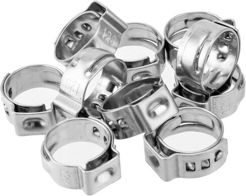 150 PCS 1/2 Inch PEX Crimp Rings, 304 Stainless Steel PEX Fittings Clamps, Poly Pipe Pinch Clamps Single Ear Hose Clamps for PEX Tubing Pipe Fitting Connections in Saudi Arabia