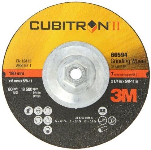 3M Depressed Center Grinding Wheel - Type 27 Premium Metal Grinding Wheel - Quick Change Threaded Hub - For Angle Grinders - 7' x .25' x 5/8-11 Thread - 64319 in Saudi Arabia