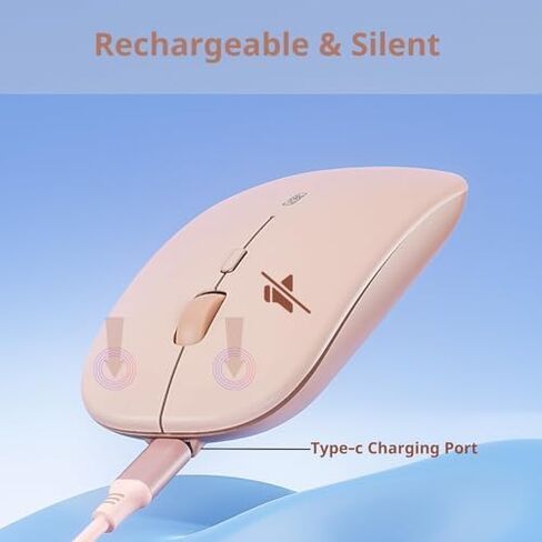 Wireless Bluetooth Mouse,Rechargeable Mouse(BT5.2 & 3.0) with Silent Click, 3-Level DPI Portable Mouse for Laptop, Computer(Black) in Kuwait