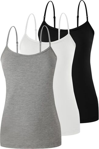 BAMBOO COOL Women's Camisoles Tanks Top Lingerie Spaghetti Strap Tank Tops and Slim-Fit Cami Undershirts 3 Pack in Saudi Arabia