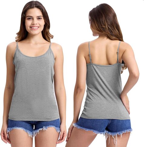 BAMBOO COOL Women's Camisoles Tanks Top Lingerie Spaghetti Strap Tank Tops and Slim-Fit Cami Undershirts 3 Pack in Saudi Arabia
