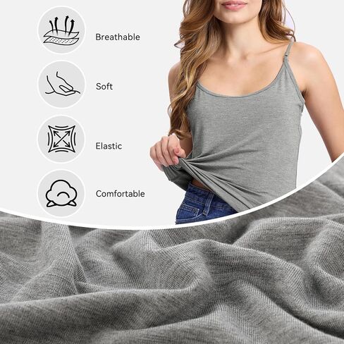 BAMBOO COOL Women's Camisoles Tanks Top Lingerie Spaghetti Strap Tank Tops and Slim-Fit Cami Undershirts 3 Pack in Saudi Arabia
