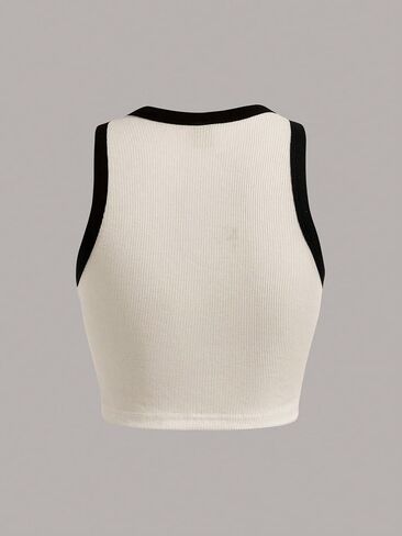 SOLY HUX Women's Letter Graphic Crop Tank Top Sleeveless Round Neck Slim Fit Tops in Kuwait
