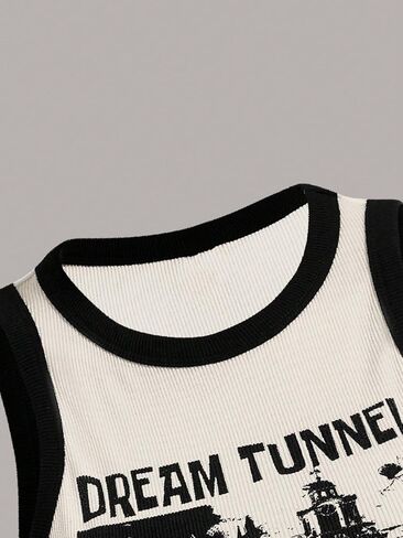 SOLY HUX Women's Letter Graphic Crop Tank Top Sleeveless Round Neck Slim Fit Tops in Kuwait