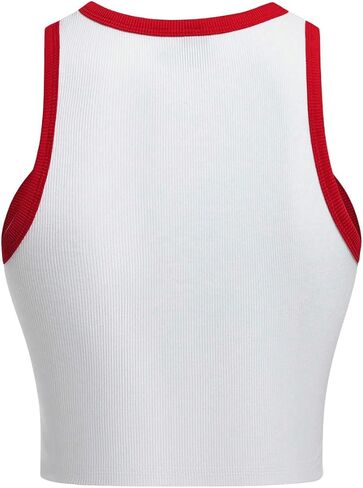SOLY HUX Women's Letter Graphic Crop Tank Top Sleeveless Round Neck Slim Fit Tops in Kuwait