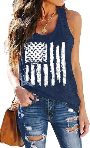 Patriotic Tank Tops Women American Flag Shirt 4th of July Sleeveless Shirts USA Flag Tee Tops in Saudi Arabia