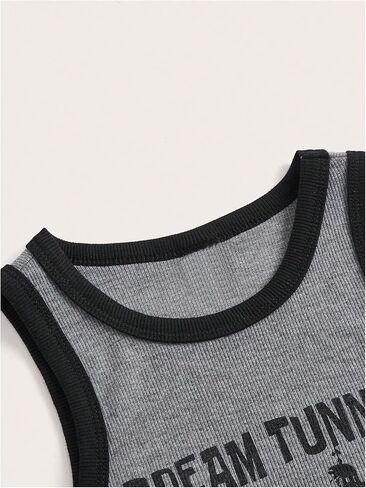 SOLY HUX Women's Letter Graphic Crop Tank Top Sleeveless Round Neck Slim Fit Tops in Kuwait