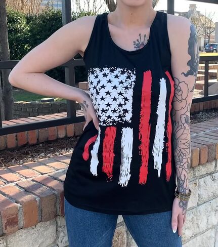 Patriotic Tank Tops Women American Flag Shirt 4th of July Sleeveless Shirts USA Flag Tee Tops in Saudi Arabia