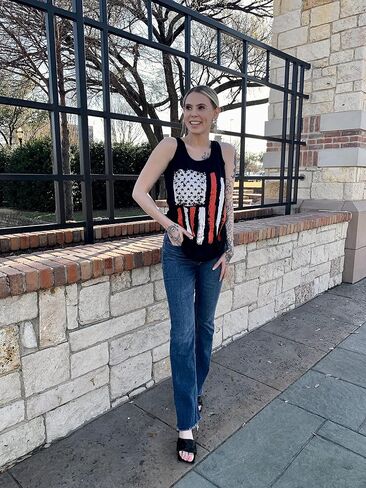 Patriotic Tank Tops Women American Flag Shirt 4th of July Sleeveless Shirts USA Flag Tee Tops in Saudi Arabia