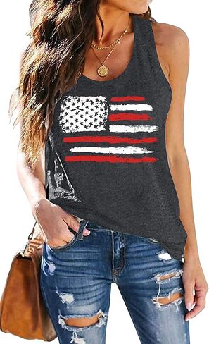 Patriotic Tank Tops Women American Flag Shirt 4th of July Sleeveless Shirts USA Flag Tee Tops in Saudi Arabia