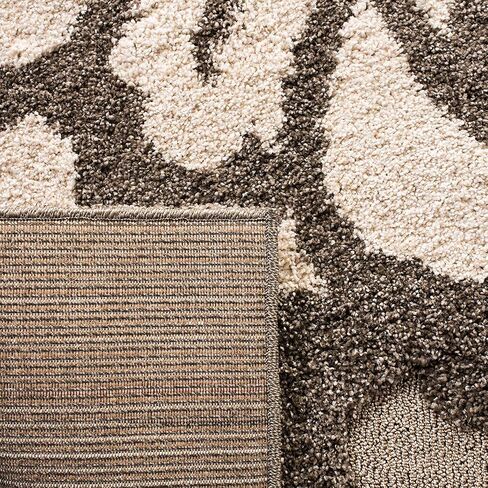 سجادة منطقة SAFAVIEH Florida Shag Collection - 5'3" x 7'6"، دخاني وبيج، تصميم زهور، لا يتساقط ويسهل العناية به، سمك 1.2 بوصة مثالي للمناطق ذات حركة المرور العالية في غرفة المعيشة وغرفة النوم (SG464-7913) in Saudi Arabia