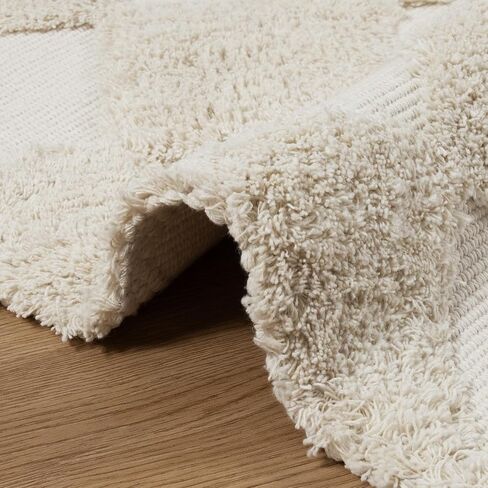 Collive Checkered Boho Bathroom Rugs, 2x3 Small Cute Throw Rug for Bedroom Modern Washable Bath Mats Cotton Woven Tufted Rug, Farmhouse Entryway for Kitchen Laundry Entrance Decor, Khaki in Saudi Arabia
